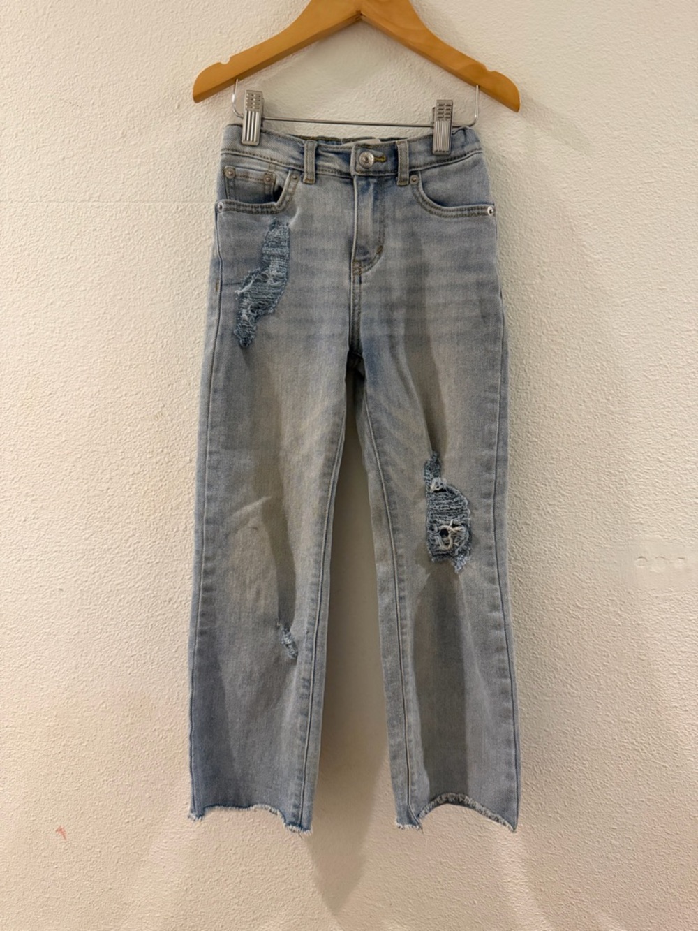 Levi's Kids Light Blue Distressed Straight Jeans girls size 6x